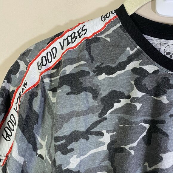 High Voltage Men’s Camo Good Vibes Crew Neck T-Shirt Size XL Cotton Blend - Picture 2 of 6